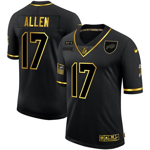 Buffalo Bills #17 Josh Allen Men Nike 2020 Salute To Service Golden Limited NFL black Jerseys->los angeles rams->NFL Jersey